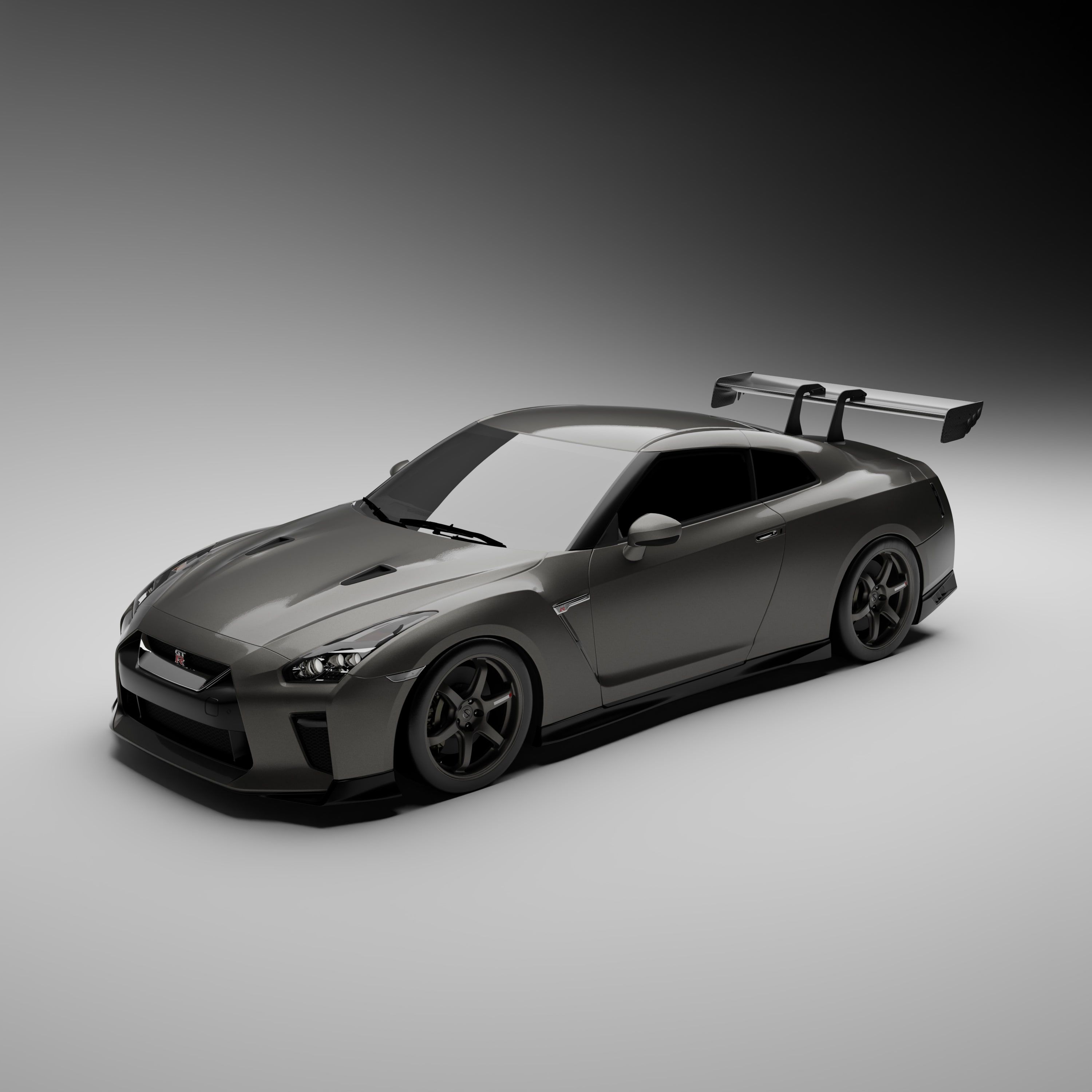Nissan® GT-R Carbon fiber single element swan neck wing - Image 2